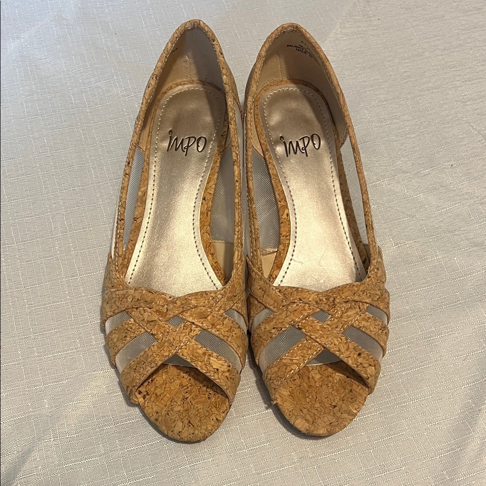 Impo Tan and Cream Wedge Shoes
